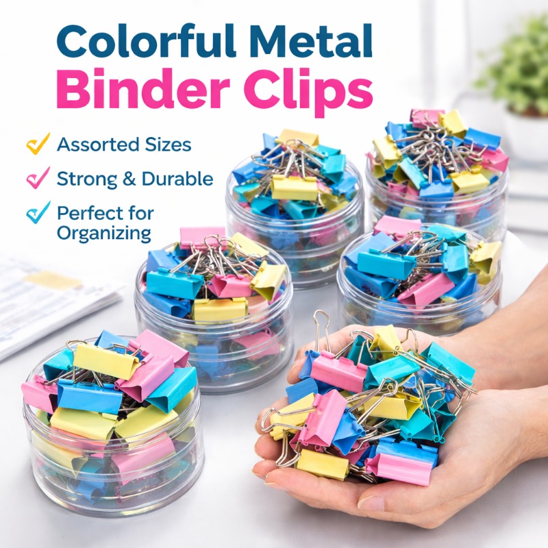 Colorful Metal Binder Clips, A - Binder Clip Assorted 评论和价格